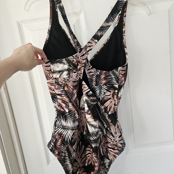 Hurley Black and Pink Tropical One Piece Swimsuit - Picture 3 of 5